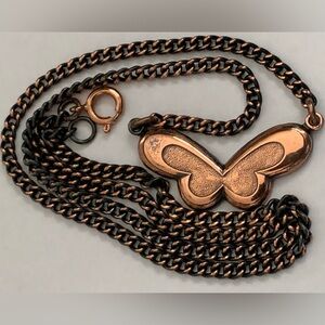 New vintage butterfly copper pendant necklace